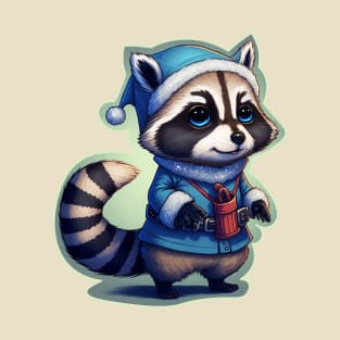 Cute Christmas Raccoon with Candy bag T-Shirt