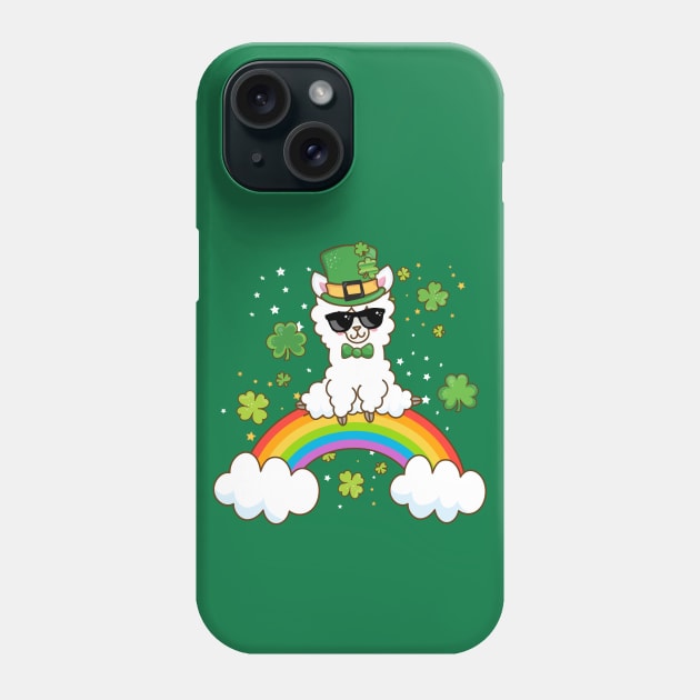 Kawaii Llama on Rainbow St Patricks Day Phone Case by Irene Koh Studio