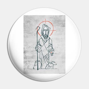 Jesus Christ Good Shepherd ink illustration Pin