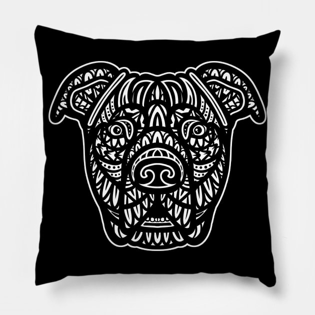 Pitbull Tribal Pillow by Barabarbar artwork