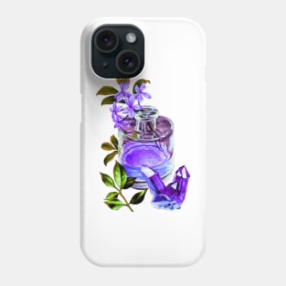 Flowers in a glass bottle and quartz - Artwork Phone Case