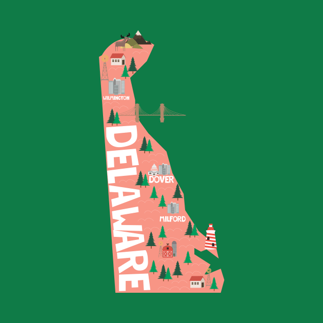 Delaware illustrated map by JunkyDotCom