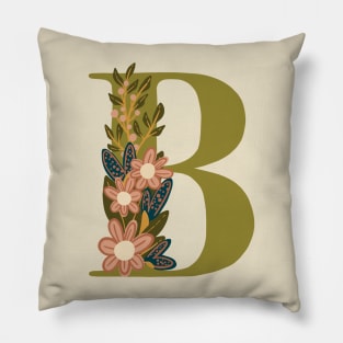 Floral Monogram Letter B Pillow