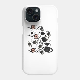 Ink Blots and Eyeballs: Hand Painted Halloween Pattern in Black Ink Phone Case