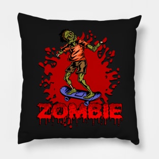 Zombie Skateboarding Pillow