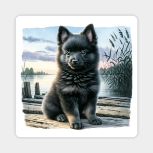 Watercolor Schipperke Puppies - Cute Puppy Magnet