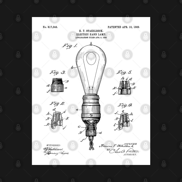 Light Bulb Patent - Industrial Design Architectural Decor Art - White by patentpress