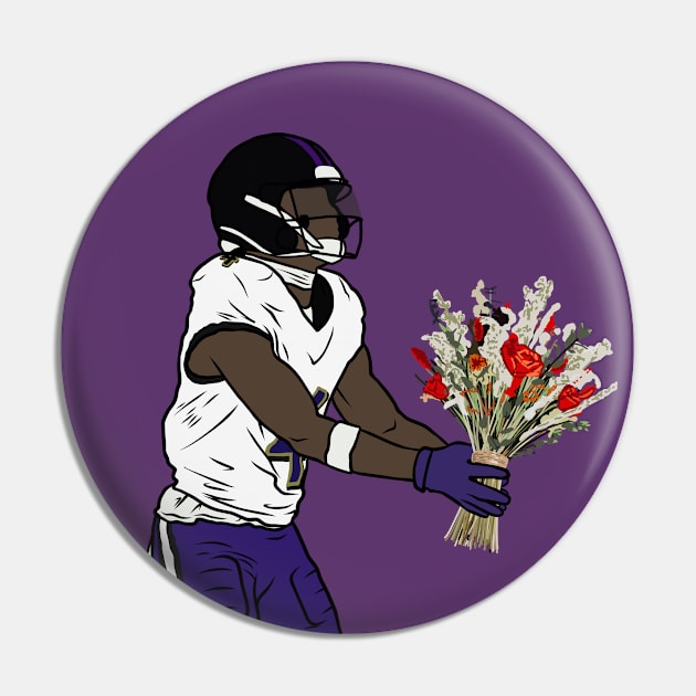 Zay Flowers Bouquet Celebration Pin by rattraptees