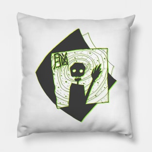 BRAIN - Faded Fake Green 3d Creepy Skeleton Japanese Kanji Thing Pillow