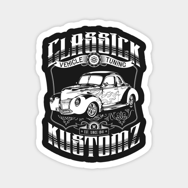 Hot Rod - Classic Kustomz (white) Magnet by GetThatCar