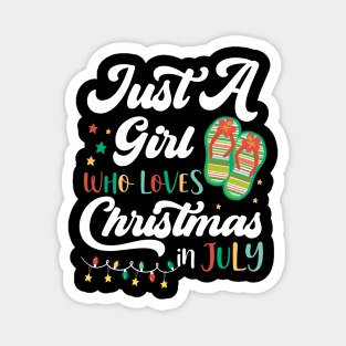 Just A Girl Who Loves Christmas In Jully Summer Beach Women Magnet