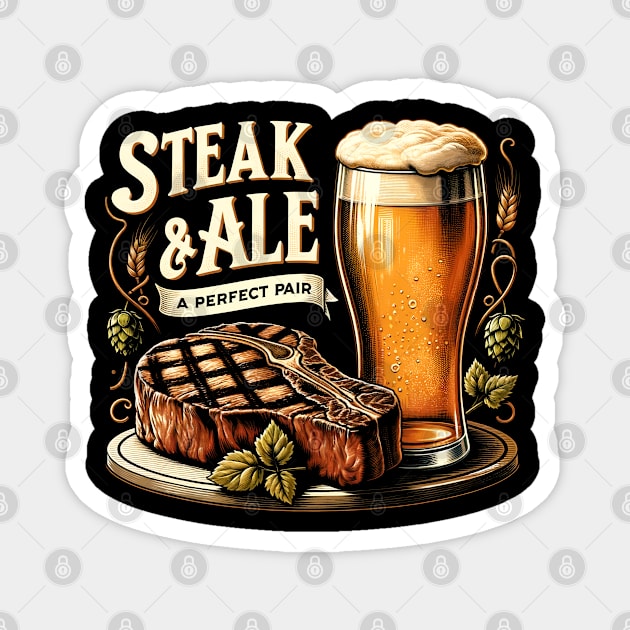 Steak & Ale - Grill lovers Magnet by Neon Galaxia