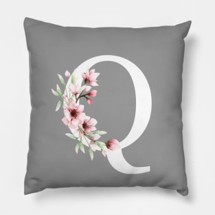 Letter Q Monogram With Cherry Blossoms Pillow