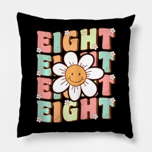 Cute Groovy 8Th Birthday Party Daisy Flower Eight Year Old Pillow