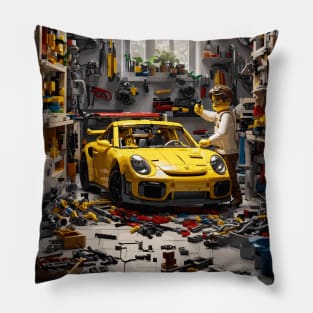 Technician German Sports Car Yellow Pillow