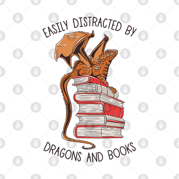 Easily Distracted By Dragons And Books by OnepixArt