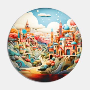 City Landscape Concept Abstract Colorful Scenery Painting Pin