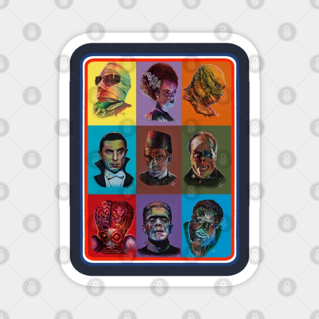 famous monsters Magnet by Chris Hoffman Art