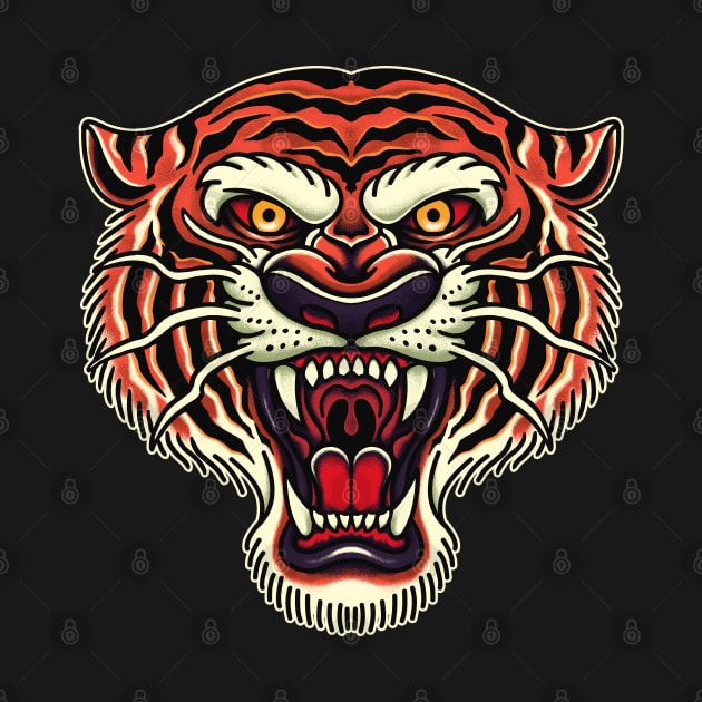 Old School Tattoo Style Tiger Head by affan2fly