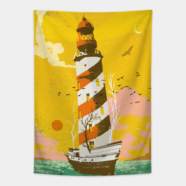 LIGHTHOUSE SHIP Tapestry by Showdeer