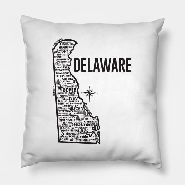 Delaware Map Pillow by fiberandgloss