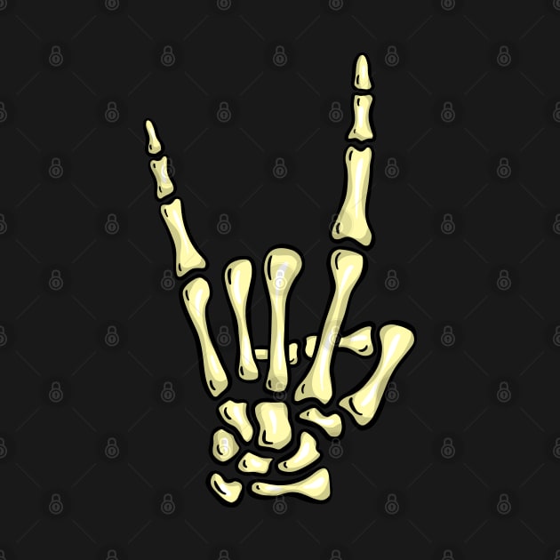 Metal Fingers Rock Creepy Halloween Skeleton Hand Gesture Swearing by Squeeb Creative