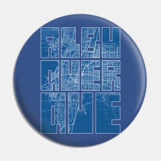 Albuquerque, USA City Map Typography - Blueprint Pin