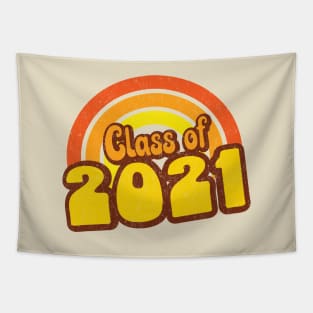 Retro Rainbow Class of 2021 distressed Tapestry