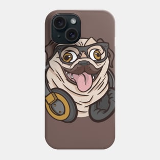 Hipster Pug with Headphones and Glasses Phone Case