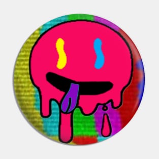 Colorful Trippy Graffiti Drip Silly Emoji Face Sticker Pin