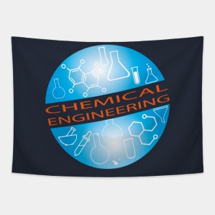 Chemical engineering text, picture, globe design Tapestry