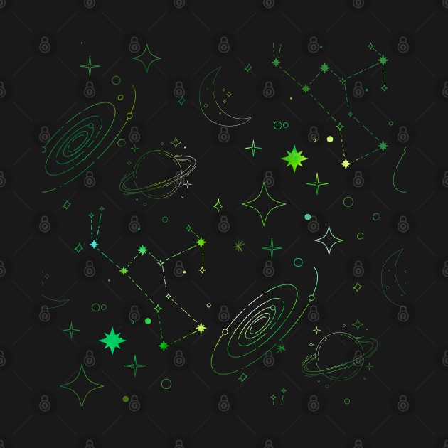 Green Galaxy Pattern by VictoriaLehnard