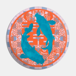 Double Happiness Koi Fish #10 with Purple Symbol - Hong Kong Pop Art Pin