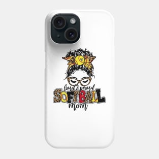 Loud And Proud Softball Mom Messy Bun Leopard Phone Case