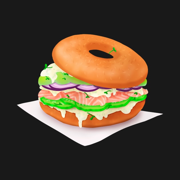 Salmon bagel sticker by Amalus-files