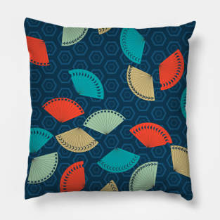 Fans on a Geometric Background Pillow