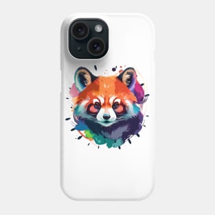 Vibrant Red Panda Watercolor Art Print Phone Case