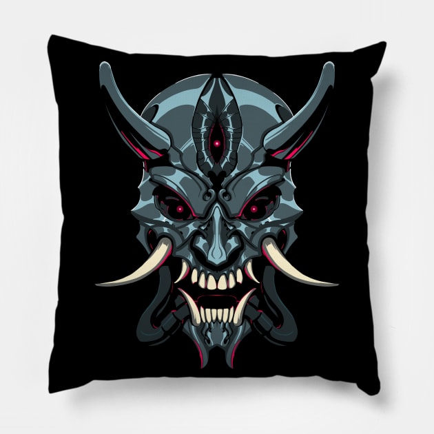 Cyber Oni Pillow by WOVENPIXLS