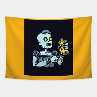 Zombie clutching a beer can Tapestry