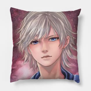 White Hair Anime Boy Pillow