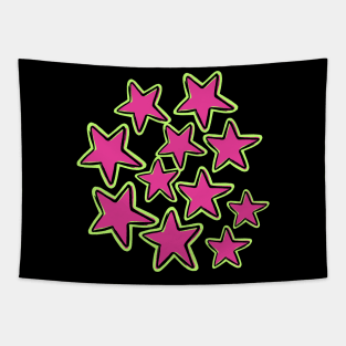 Pink Neon Stars Tapestry