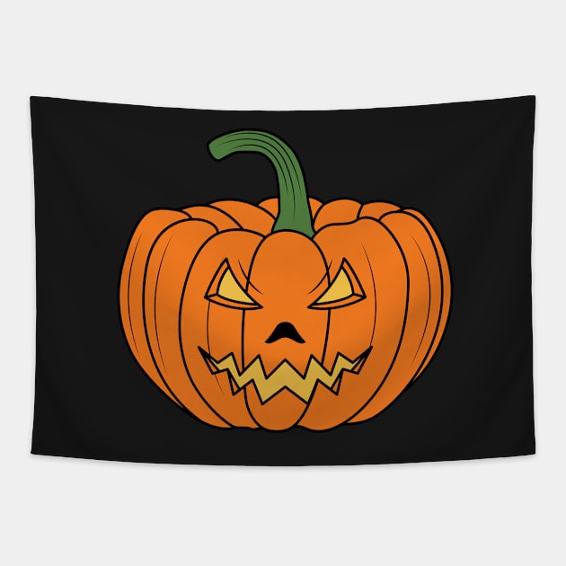 Halloween Scary Evil Pumpkin Tapestry by ChicGraphix