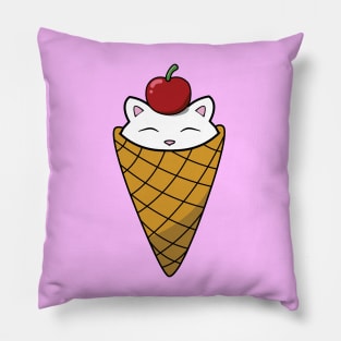 Cute cat in ice cream cone Pillow