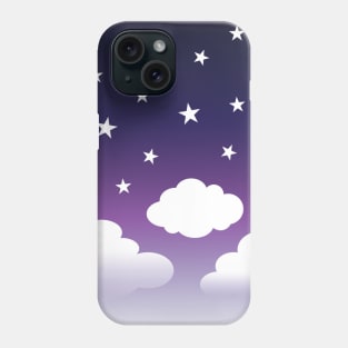 Clouds | Stars | Gradient | White Blue Purple | Dark Phone Case