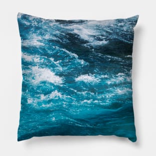 Tuquoise Blue Ocean Waves Pillow