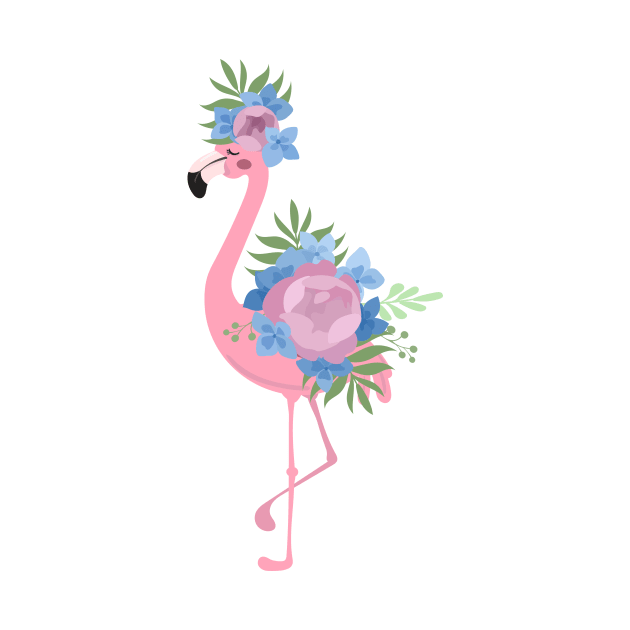 Flamingo with peonies by  ESHA-Studio