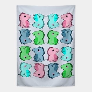 Pastel Baby Dinosaur Pattern for Dino Fans Tapestry