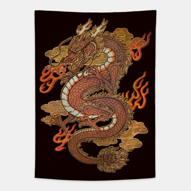 Golden Dragon Tapestry by Villainmazk