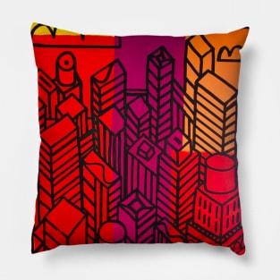 Red Cityscape Pillow