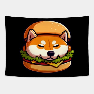 Shiba Inu is Sleeping in a Hamburger Tapestry